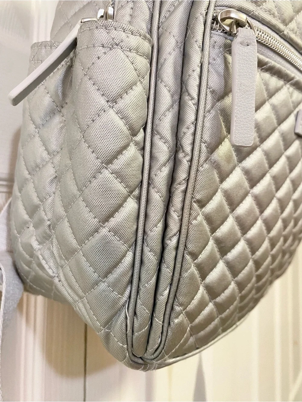 Vera Bradley Women's Signature Cotton Small Backpack Bookbag | Silver Pearl NWOT
